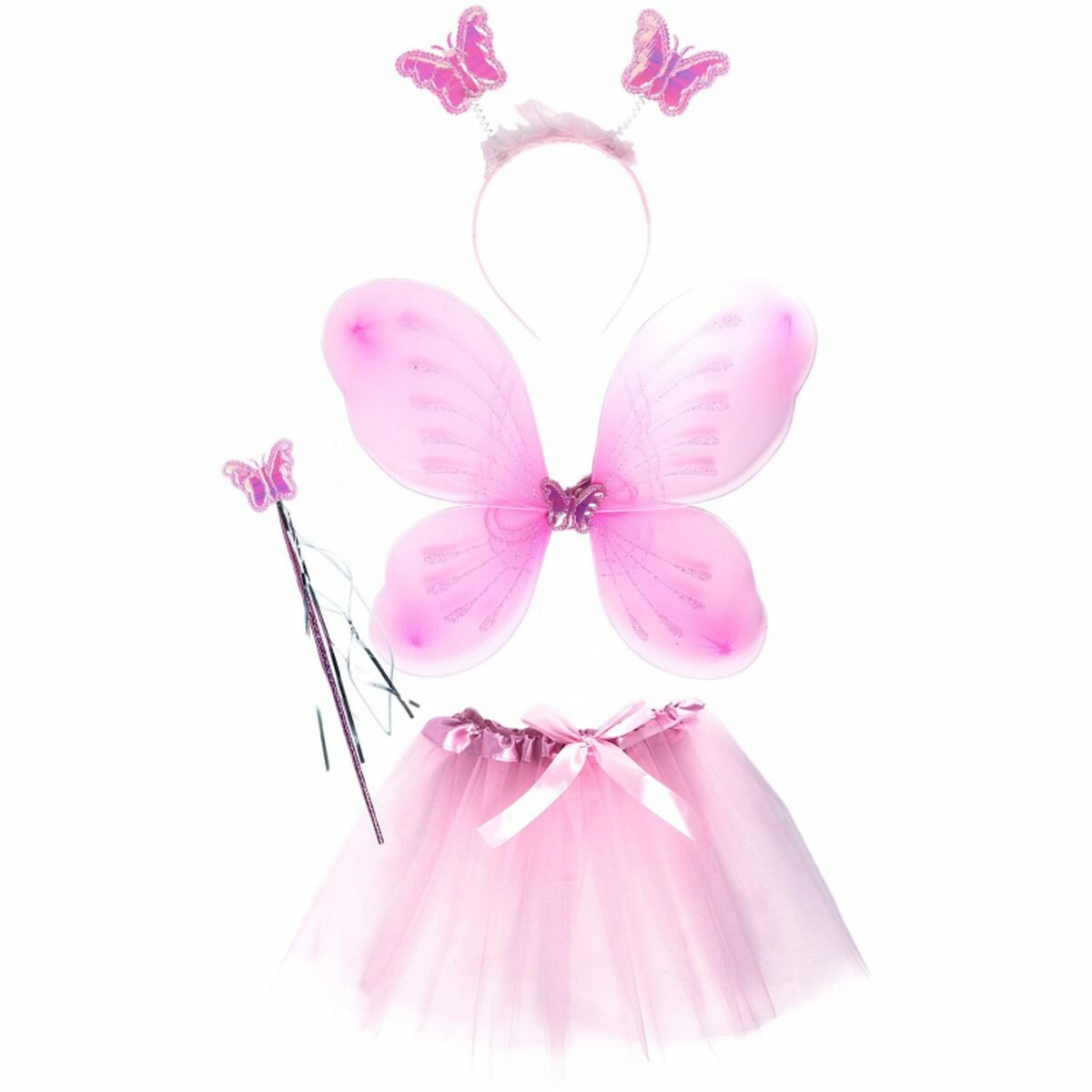 Набор маскарадный розовый (крылья украшение на голову волшебная палочка юбка)