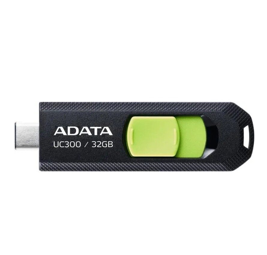 Флэш-накопитель USB (Type-C) A-Data UC300 32ГБ, USB3.2, черный/зеленый (ACHO-UC300-32G-RBK/GN)
