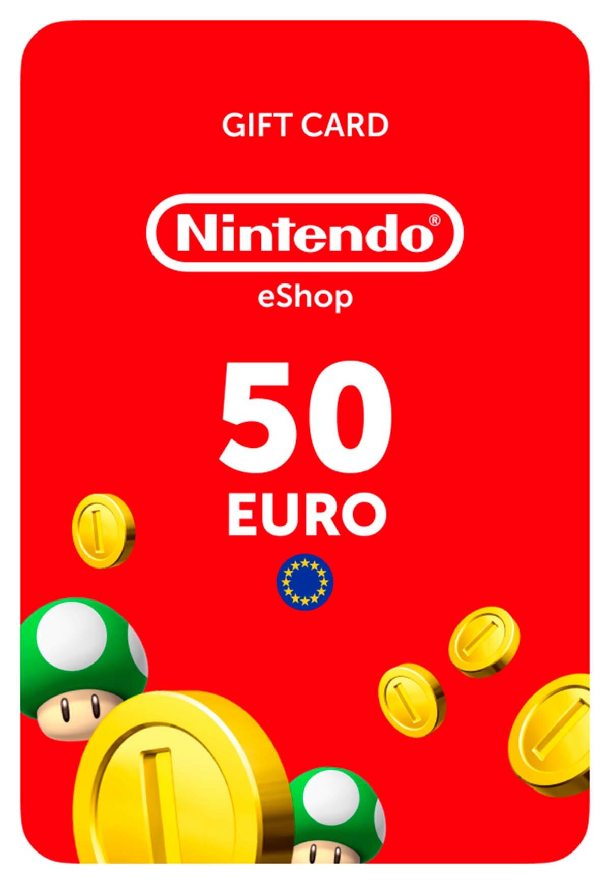 Карта пополнения Nintendo eShop Европа 50 EUR (Nintendo eShop; Nintendo Switch, Wii U; Регион активации Европа)