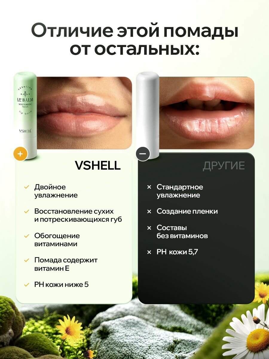 Изображение Vshell бальзам для губ увлажняющий Гигиеническая помада для губ с медом и гиалуроновой кислотой против сухости и трещин SPF защита, мужская и женская версии