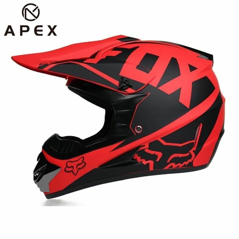 APEX Мотошлем кроссовый с очками для мотоцикла питбайка эндуро