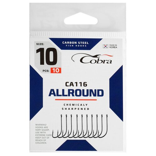 крючки cobra allround сер ca116 разм 006 10шт Крючки Cobra ALLROUND сер. CA116 10 10шт