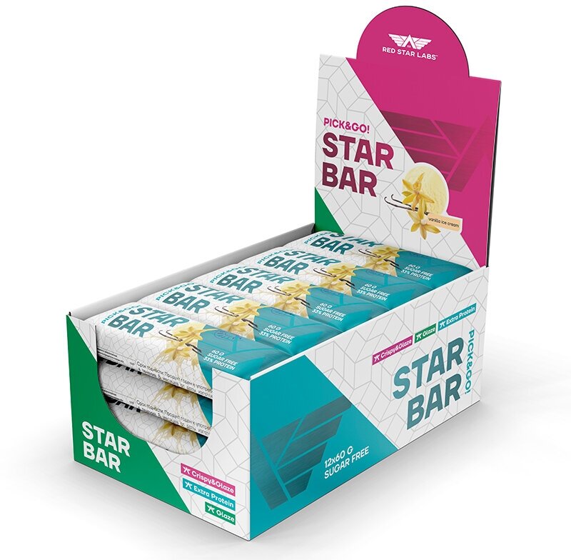 Red Star Labs STARBAR Extra Protein, 12 шт, вкус: ванильное мороженое