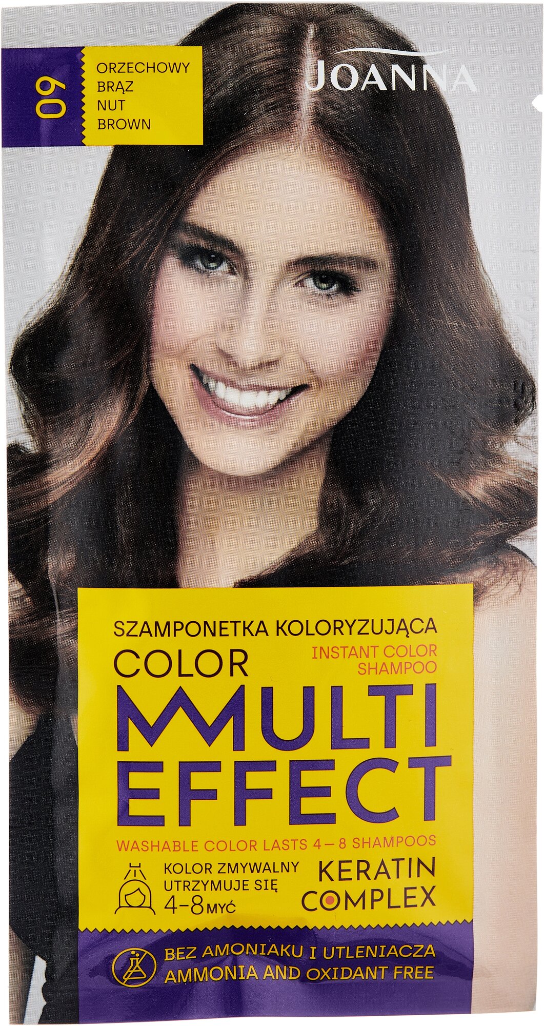 фото Оттеночный шампунь для волос JOANNA MULTI EFFECT COLOR тон 09 (Коричневый орех) 35 г