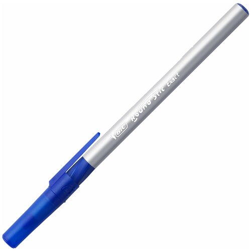 Ручка шариковая с грипом BIC Round Stic Exact, синяя, корпус серый, узел 0,7 мм, линия письма 0,28 мм, 918543 - 20 шт. набор ручек шариковых 4 шт bic round stic exact резиновый упор 0 7 мм синие чернила блистер 2 шт