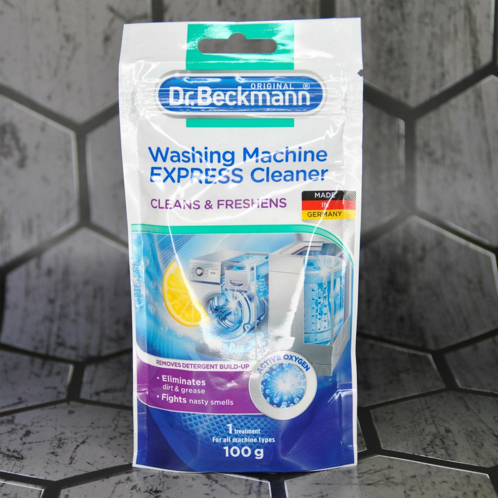 Очиститель стиральной машины с ароматом лимона 100 гр Dr.Beckmann Cleans & Freshens, средство для чистки стиральной машины