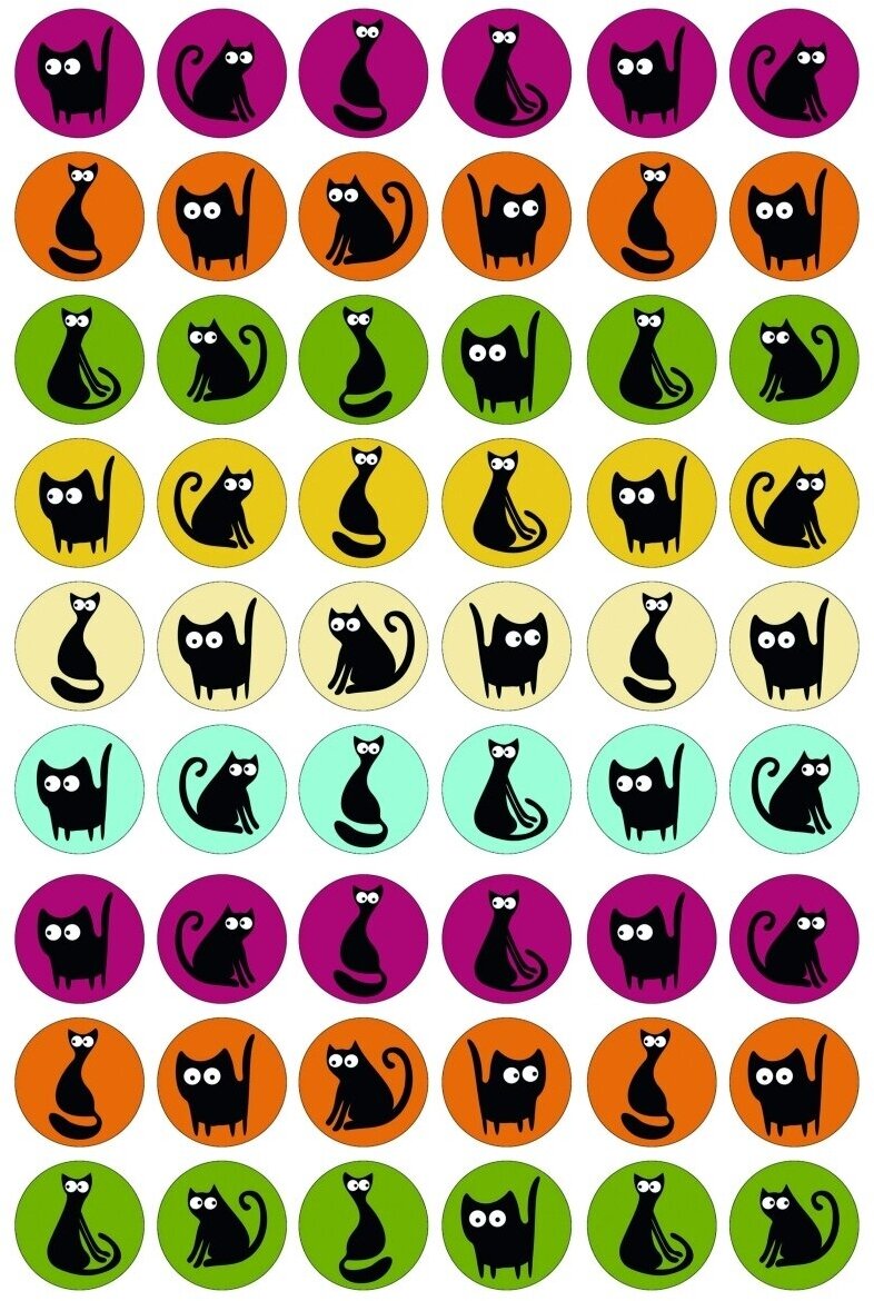 Стикеры для бизнеса, творчества, коллекционирования "Цветные коты"