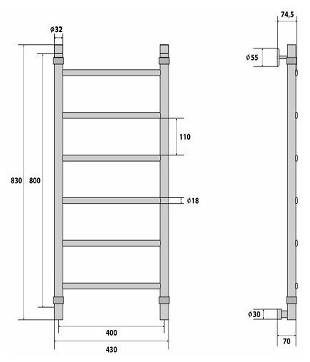 Водяной полотенцесушитель Energy Classic 800x400 цвет хром - фотография № 8