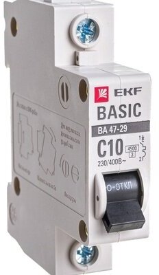 Автомат EKF mcb4729-1-10C Автоматический выключатель 1P 10А (C) 4,5кА ВА 47-29 EKF Basic