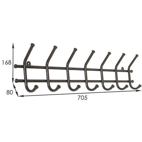 Вешалка настенная Норма-7 медный антик 67,5*8*16,5 см