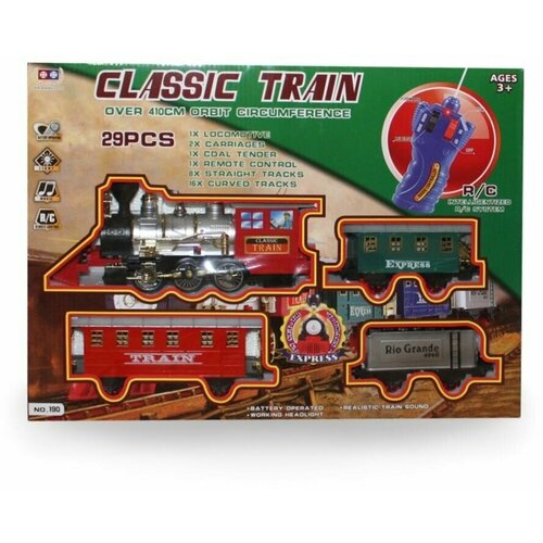 фото Детская железная дорога с пультом управления, поезд и вагоны 29 деталей, 410 см нет бренда