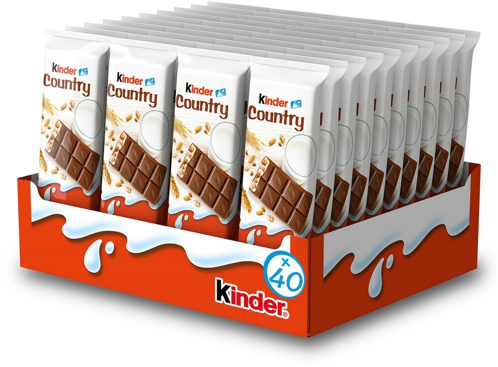 Шоколад Kinder Chocolate молочный со злаками, 23.5 г, 40 уп.