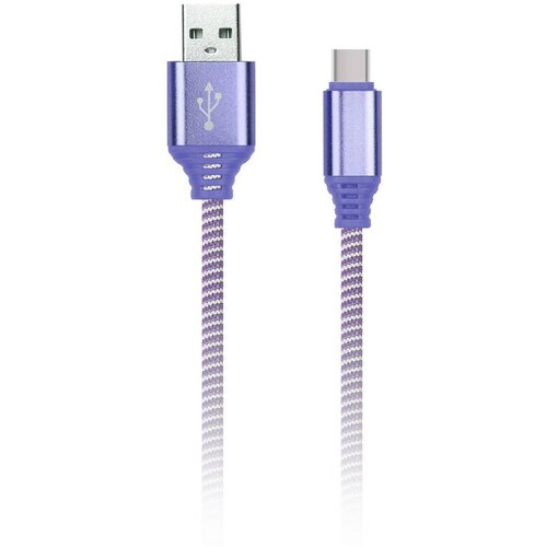 Кабель Smartbuy iK-3112NS, USB2.0 (A) - Type C, в оплетке, 2A output, 1м, фиолетовый, 2 штуки