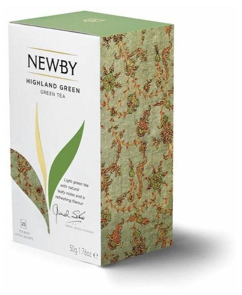 Чай зеленый Newby Highland Green в пакетиках, 25 пак. / зеленый пакетированный чай / Высокогорный зеленый / Индийский чай - фотография № 3