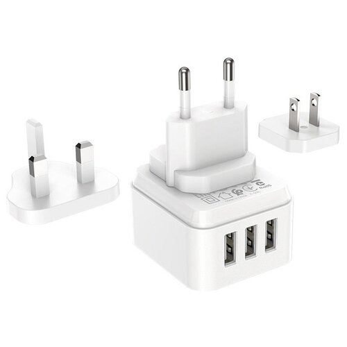 фото Сетевое зарядное устройство универсальное 3xusb borofone ba51 easy - белое