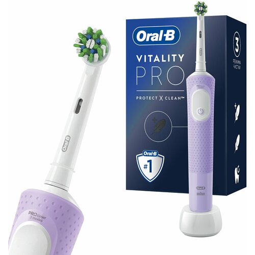 Зубная щетка электрическая ORAL-B (Орал-би) Vitality Pro, лиловая, 1 насадка
