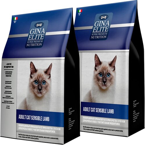 GINA ELITE ADULT CAT SENSIBLE LAMB для взрослых кошек с чувствительным пищеварением с ягненком (3 + 3 кг) корм для кошек сухой gina elite adult cat sensible lamb чувствительное пищеварение курица ягненок 1 кг