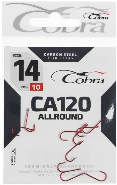 Крючки Cobra ALLROUND, серия CA120, № 14, 10 шт.