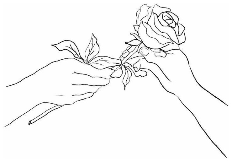 Постер / Плакат / Картина Силуэт рук с розой