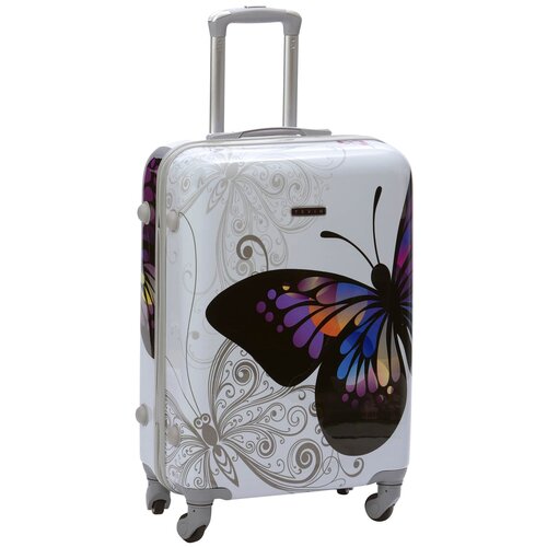 фото Прочный чемодан самый большой на колесах для семьи тевин, "с бабочкой" 0056, размер l+, 120 л (30 дюймов) tevin