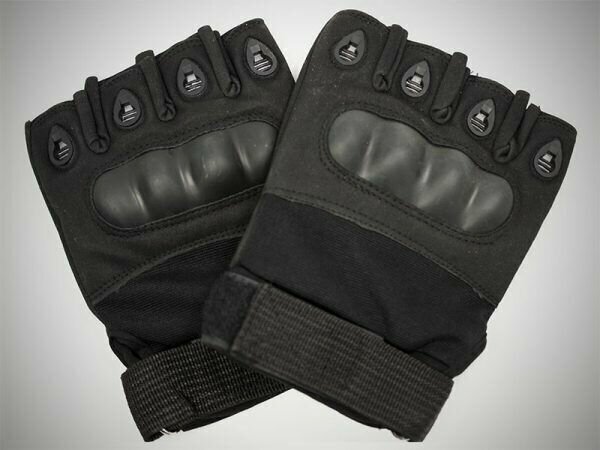Тактические перчатки митенки черные 