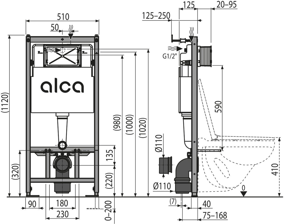 Инсталляция для унитаза подвесного Alcaplast Sadromod 3 в 1 клавиша белая AM101/1120-3:1 RU M70-0001 - фотография № 3