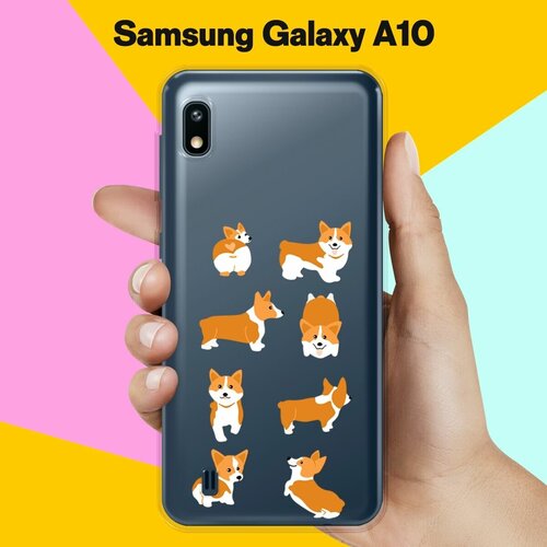 Силиконовый чехол 8 Корги на Samsung Galaxy A10 жидкий неоновый чехол корги фон на samsung galaxy a10 самсунг галакси а10