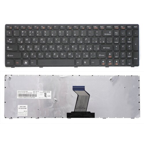 Клавиатура для ноутбука Lenovo IdeaPad B570, B590, V570, Z570, Z575 черная lenovo клавиатура lenovo b570 v570 z570 плоский enter черная с черной рамкой pn 25 011910