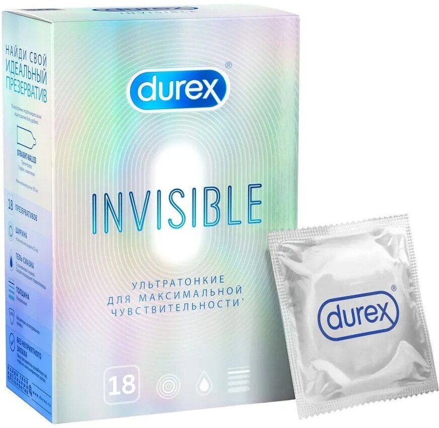 Презервативы Durex Invisible, ультратонкие, №18