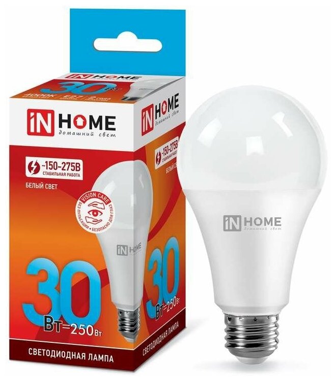 Лампа светодиодная LED-A70-VC 30Вт 230В E27 4000К 2700лм IN HOME 4690612024141 (5шт. в упак.)