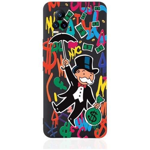 Черный силиконовый чехол MustHaveCase для Vivo V21e Rich uncle PennyBags/ Богатенький дядюшка толстосум черный силиконовый чехол musthavecase для vivo y11 rich uncle pennybags богатенький дядюшка толстосум