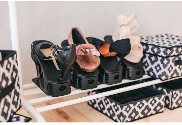 Подставка для хранения обуви регулируемая, 26×10×6 см, цвет чёрный - фотография № 8