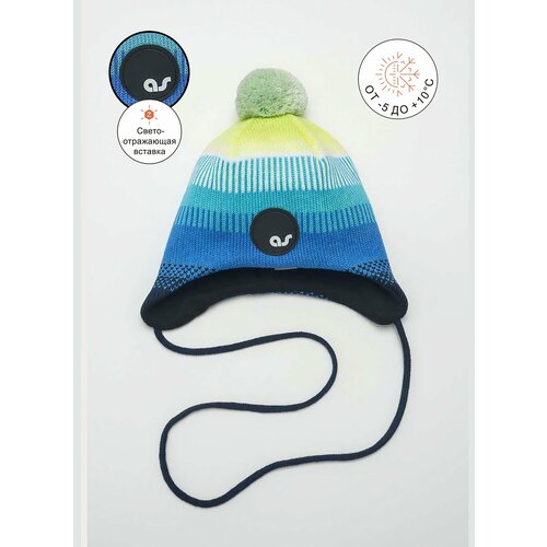 фото Шапка бини artel miyake, размер 48, синий, желтый