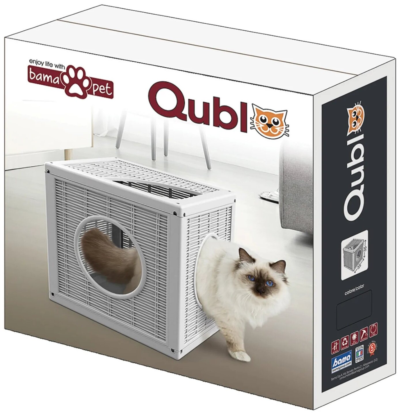 Домик BAMA PET для кошек QUBLO 35x35x35h см, белый - фотография № 10