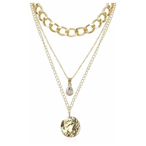 Колье, кристалл, длина 54 см, золотой, желтый