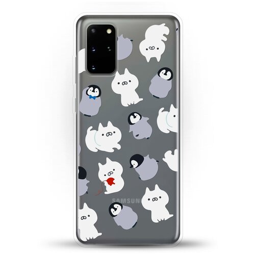 фото Силиконовый чехол котики и пингвины на samsung galaxy s20+ andy & paul