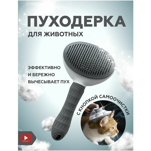 Пуходерка, расческа (дешеддер) для собак и кошек Markov с кнопкой самоочистки, щетка для вычесывания шерсти, чесалка и расческа для животных