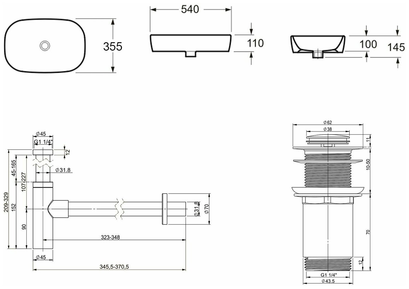 Комплект 3 в 1 Lavinia Boho Bathroom Sink 21520089: накладная фарфоровая раковина 54 см, металлическ - фото №9