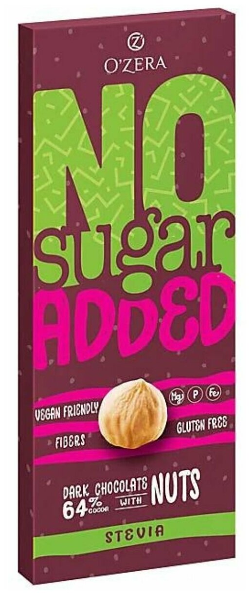 Горький шоколад OZera, No sugar added Dark&Nuts, без сахара 180 (2 шт по 90 гр) , Яшкино , КДВ - фотография № 3