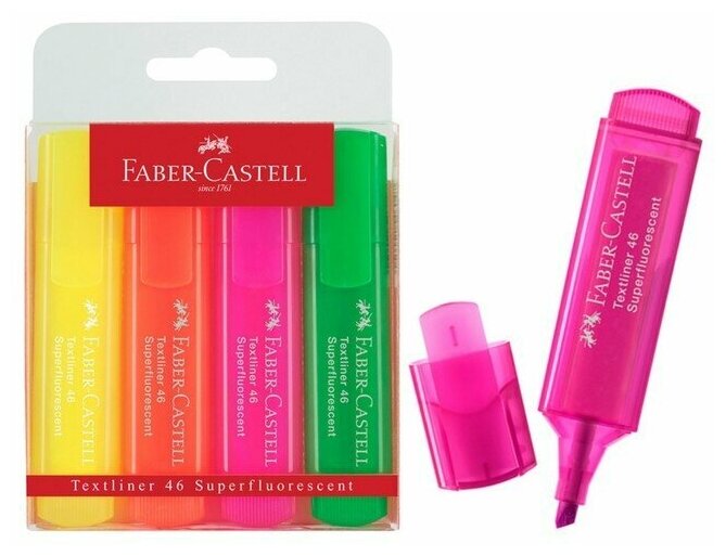 Текстовыделители TL 46 Superfluorescent, 4 цвета Faber-Castell - фото №14