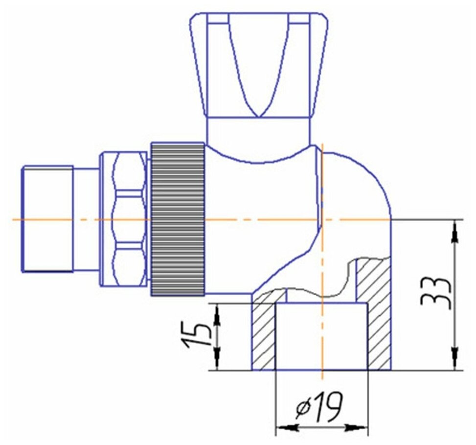 Кран полипропиленовый для радиатора Kalde 3242-vre-200b00 угловой 1/2", 20 мм