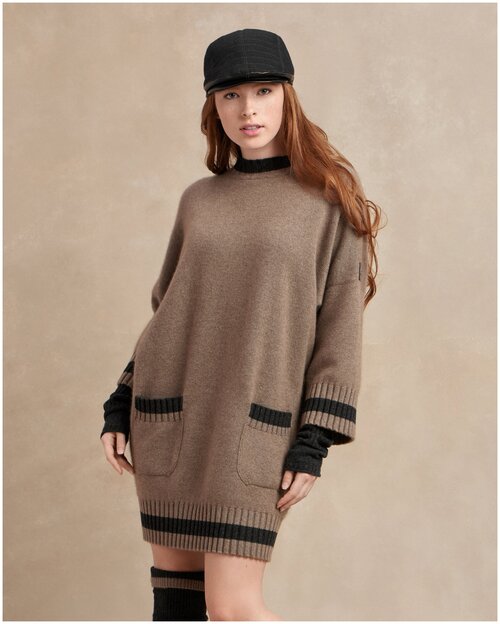 Платье-свитер Natalie German, повседневное, миди, вязаное, размер Uni, коричневый