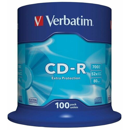 Носители информации CD-R, 52x, Verbatim Extra Protection, Cake/100, 43411