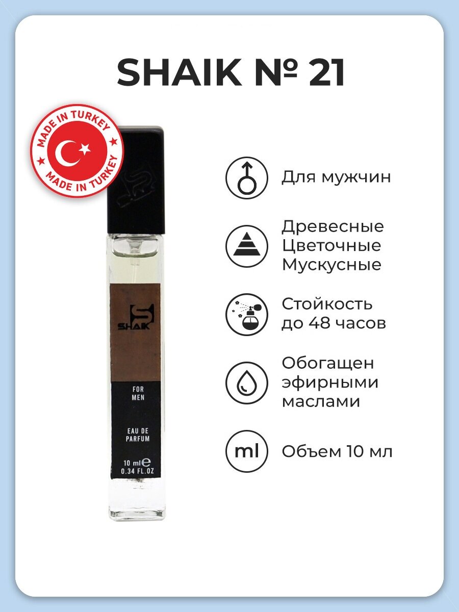 SHAIK / Парфюмерная мужская вода SHAIK 21 , 10 мл