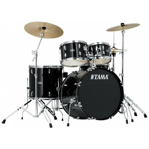 фото Tama sg52kh6c-csv stagestar ударная установка из 5-ти барабанов (цвет - серебряный уголь) (бочка 16х22, томы 7x10, 8х12 напольный 15х16, малый 5,5х14) со стойкой для малого барабана, стойкой для хай-хэта, стойкой под тарелку, наклонной стойкой, педалью для бас-бочки, стулом для барабанщика, комплектом тарелок (14" hi-hat, 16" crash, 18" ride)