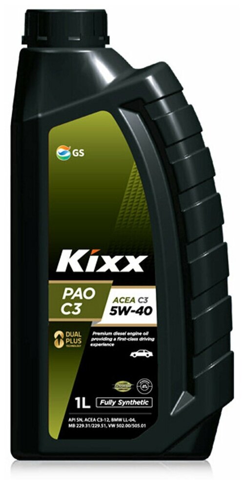 Моторное масло KIXX 5W-40 PAO C3 Синтетическое 1 л