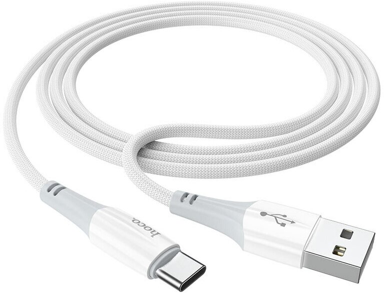 фото Кабель HOCO X70 Ferry USB на Type-C, 3A, 1 метр серый c белым, для быстрой зарядки гаджетов и передачи данных