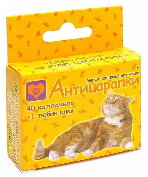 Антицарапки Колпачки на когти для кошек 40 шт. прозрачные