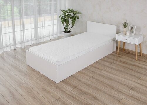 Односпальная кровать Милена Белая с матрасом, 90х200 см