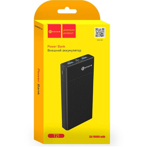 Power Bank 10000mAh T21 2USB черный Dream